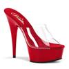 Pleaser - DELIGHT601 Mules with heel - Red/Transparent Product image